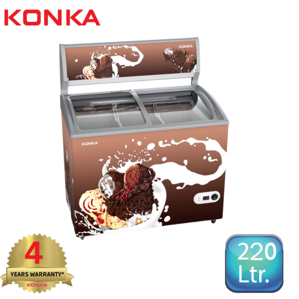 KIF220CB-Choco Cool KONKA Display Freezer/Ice Cream Freezer with Digital Temperature Control (220 LTR)